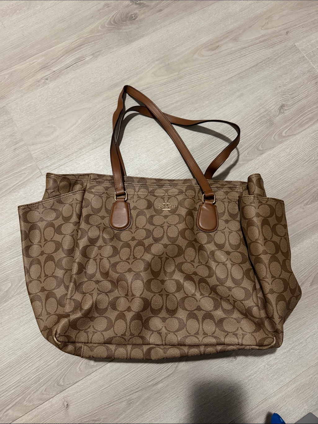 Coach Tan/Brown Signature Canvas Tote